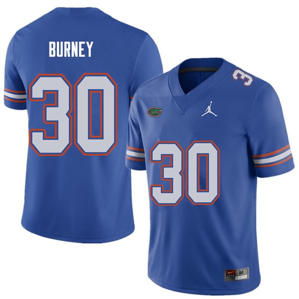 Men's NCAA Florida Gators Amari Burney #30 Stitched Authentic Jordan Brand Royal College Football Jersey TNT6765MG